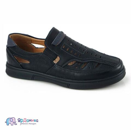 Школьные туфли В&G черные с перфорацией В665-9А