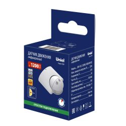 USN-R22 1200W-180R WHITE Датчик движения ИК. 12м. 10сек. 7мин.. IP44. Белый. TM Uniel
