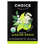 Choice Organic Teas, зеленый чай, зеленый жасмин, 16 чайных пакетиков, 24 г (0,85 унции)