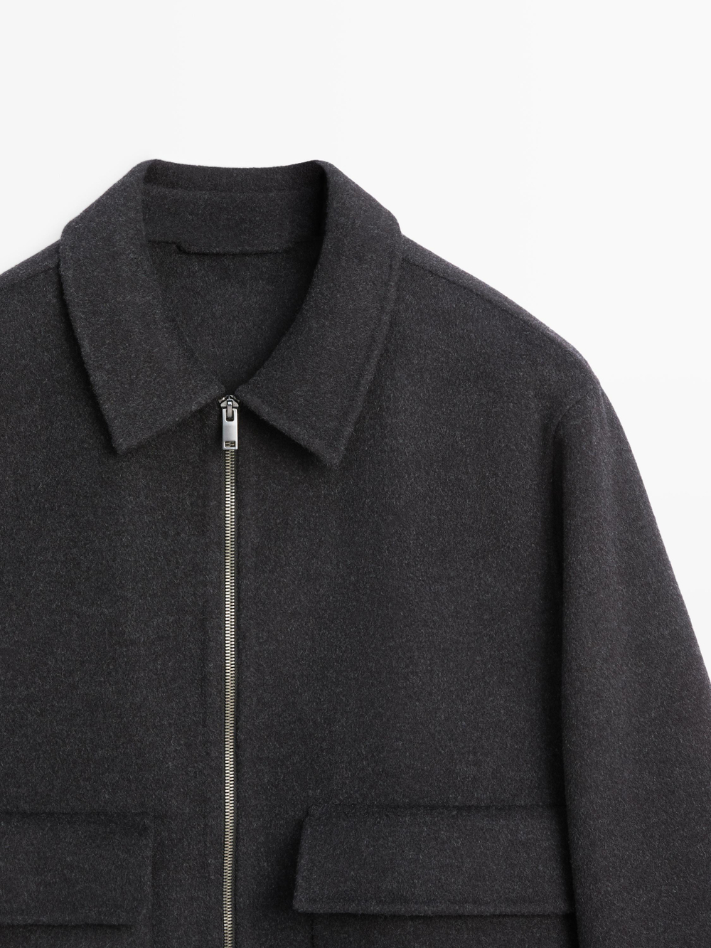 Massimo Dutti Куртка из смесовой шерсти с карманами, антрацитово-серый