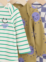 Боди с длинным рукавом для малышей Next B79-850, 3 шт., Бежевый, Светло-фиолетовый, Зеленый