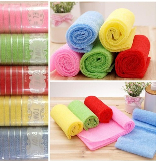 Корейская пилинг-мочалка-полотенце, 1шт, цвета в ассортименте. 29*95 см.