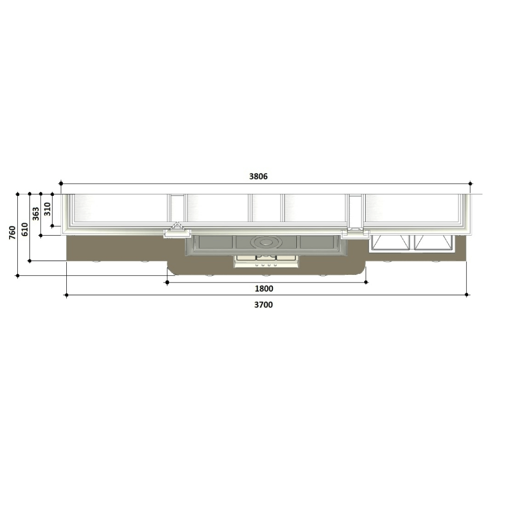 Комплект кухонной мебели с островом Pantheon, цвет белый, комплект бытовой техники включает в себя встраиваемую вытяжку, смеситель, духовой шкаф и варочную поверхность, 49450/2