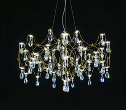 Подвесная люстра светодиодная с пультом и хрустальными подвесками K9 MyFar Ileria MR2652-57P-50СD