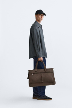 ZARA СУМКА ИЗ НЕЙЛОНА, КОРИЧНЕВЫЙ