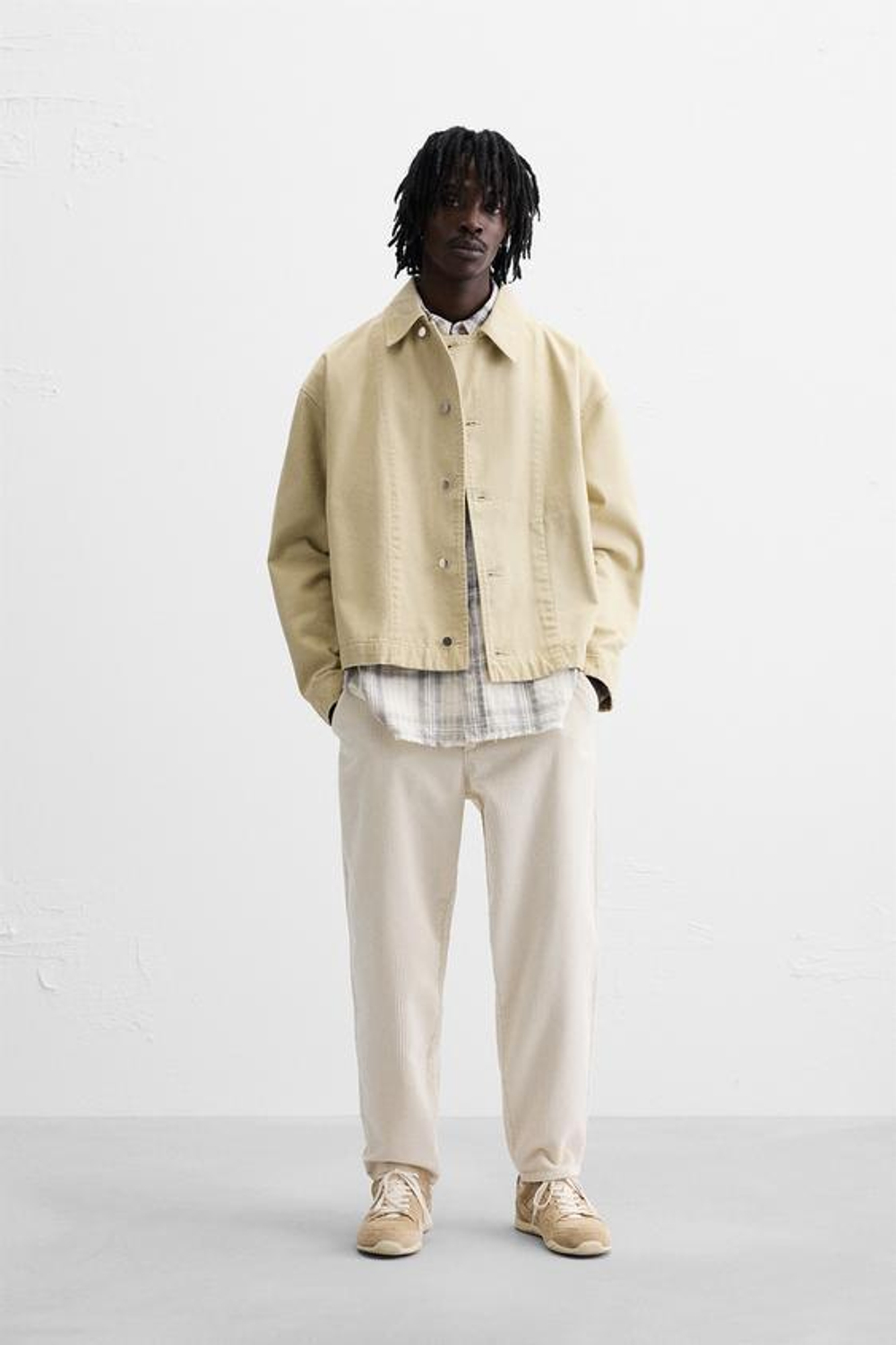 ZARA ВЕЛЬВЕТОВЫЕ БРЮКИ CARROT FIT, ЭКРЮ