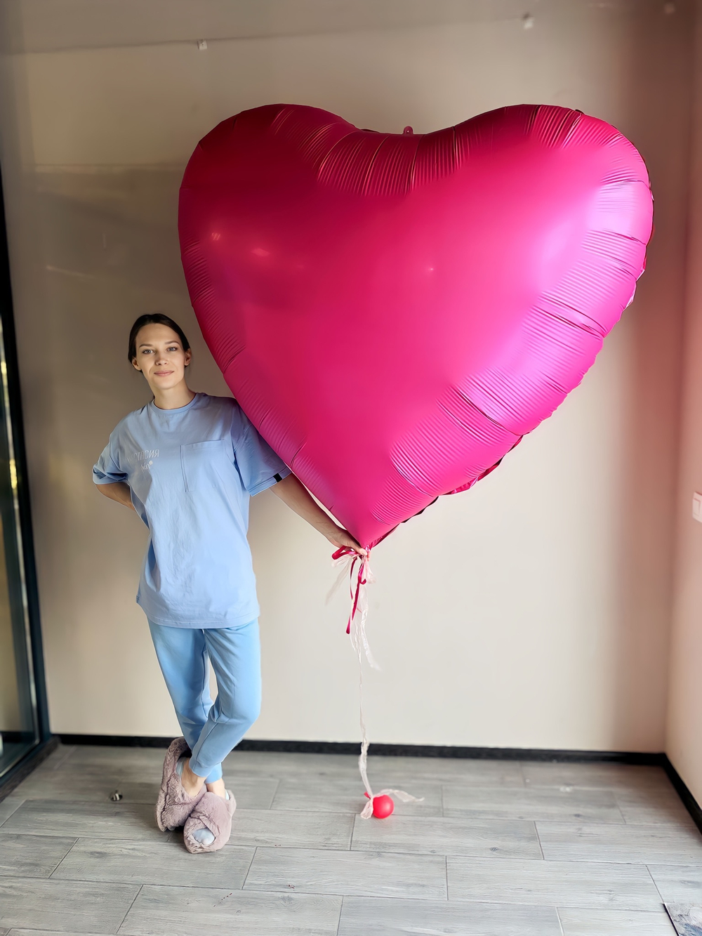 К 178 см, Сердце, Сатин Розовое, 1 шт