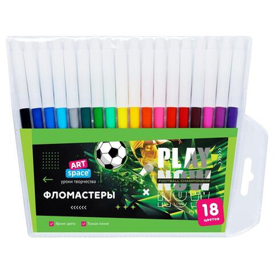 Фломастеры 18цв., ПВХ "Футбол" (Спейс)