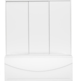 Шторка раздвижная на борт ванны BAS 130x145 профиль белый стекло матовое