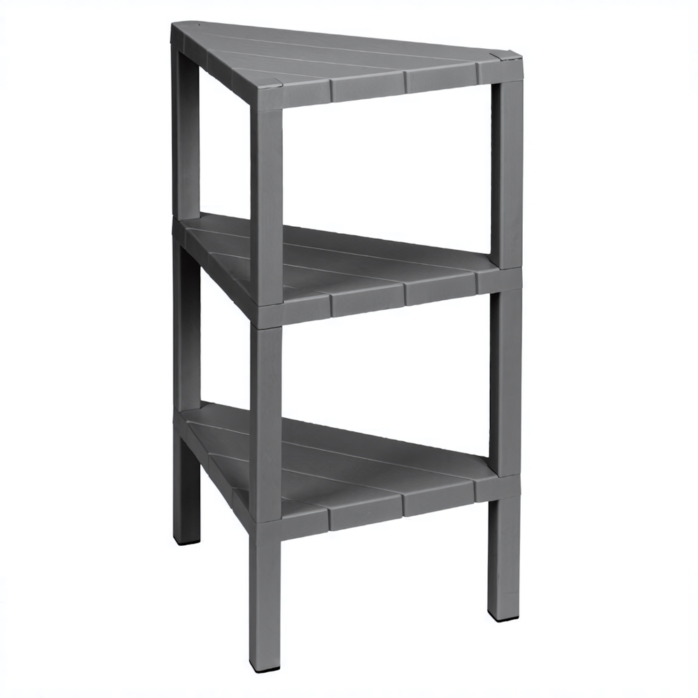 Этажерка угловая nature 3 полки 330х330х725 мм (серый)
