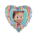 Шар (18"/46 см) Сердце, Маша и Медведь радуга