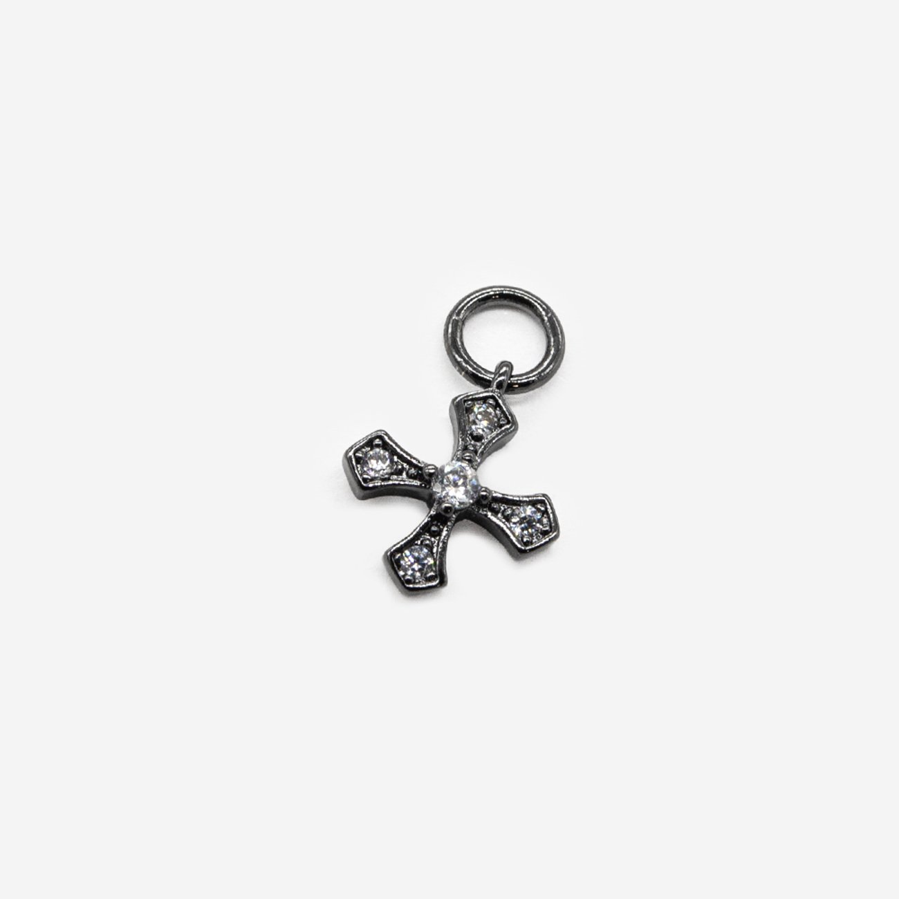 Подвеска "Крест", 11,5*9,5мм, фианиты, gun metal