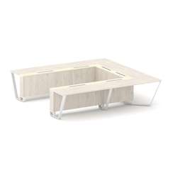 Steel Meet Стол переговорный П-образный KM-PR.B.SP-11P Денвер Светлый/Ваниль Глянец/Металл Белый 320