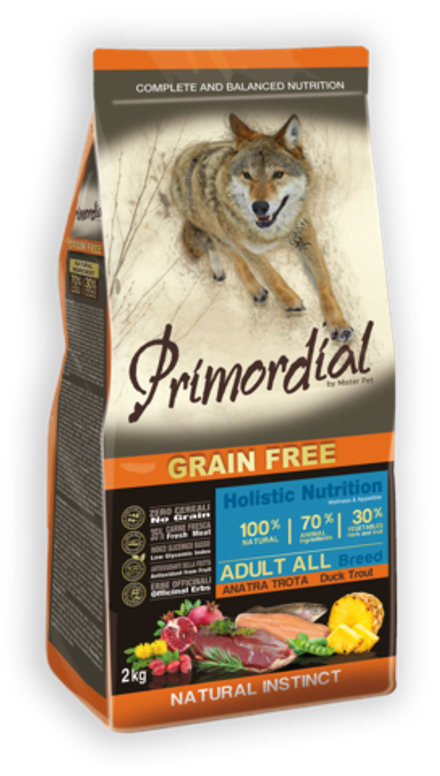 Сухой корм PRIMORDIAL для собак беззерновой форель утка 2 кг
