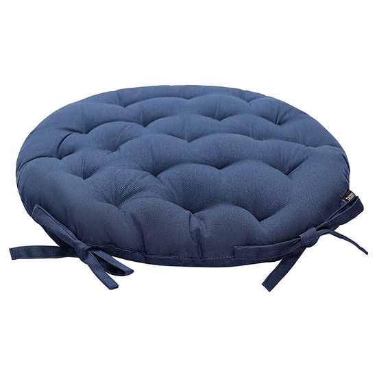 Подушка на стул круглая из хлопка темно-синего цвета из коллекции essential, 35 см