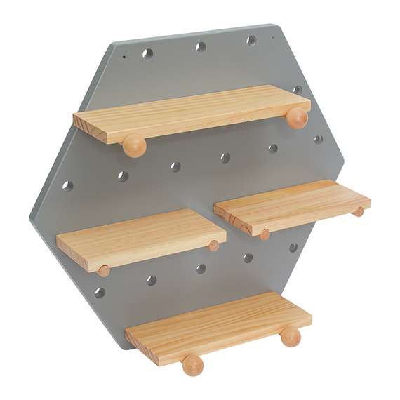 Полка настенная шестиугольная shely, D50 см, светло-серая