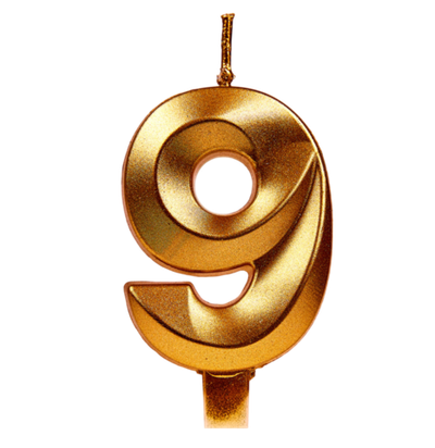 Свечи для торта, цифра 9 (золото, 5 см)