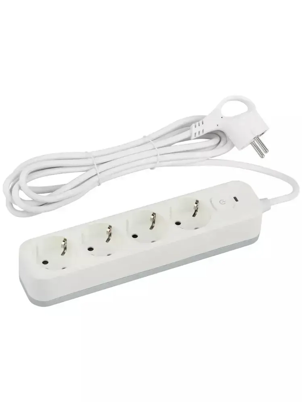 Сетевой фильтр Intro SFE430-W с базовой защитой с заземлением с выключателем 4 розетки 3м 10А белый / удлинитель сетевой 3м