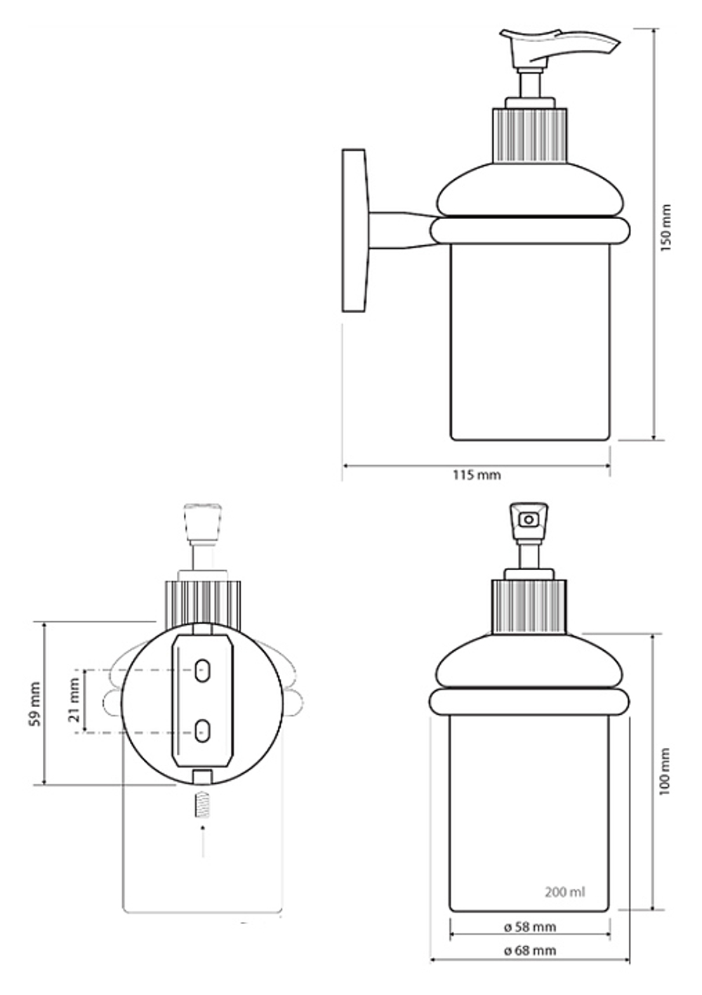 Настенный дозатор для жидкого мыла (стекло) alfa 102408022