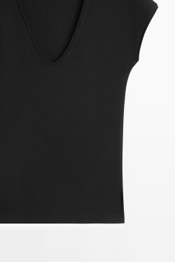 Massimo Dutti Футболка с V-образным вырезом, черный