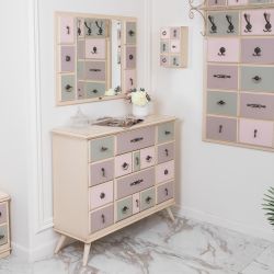 Комод Пандора - 2 с 4 ящиками и 2 полками Айвори Акварель