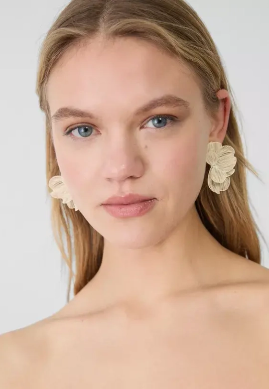 STRADIVARIUS Серьги-веера в виде цветов, экрю