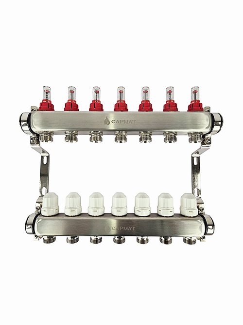 Коллекторная группа с расходомерами САРМАТ 1"x3/4" 7 вых. нерж SS2000 (CN)