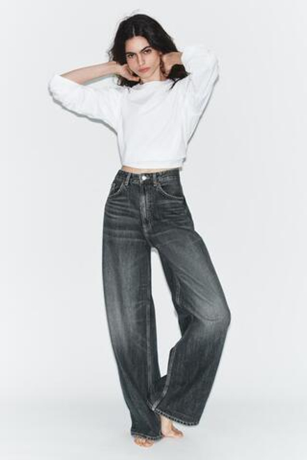 ZARA ДЖИНСЫ TRF EXTRA WIDE-LEG С ВЫСОКОЙ ПОСАДКОЙ, СИНИЙ