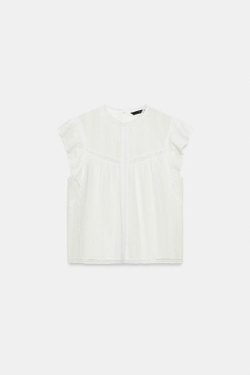 ZARA РОМАНТИЧНЫЙ ТОП С КРУЖЕВОМ, ЭКРЮ