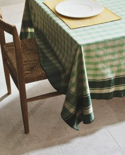 ZARA HOME ХЛОПКОВАЯ СКАТЕРТЬ В КЛЕТКУ, ЗЕЛЕНЫЙ