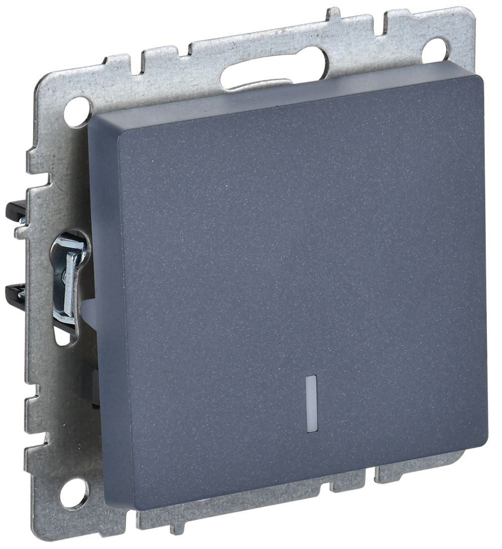 BRITE Выключатель 1-клавишный проходной с индикацией 10А ВС10-1-7-БрМ маренго IEK