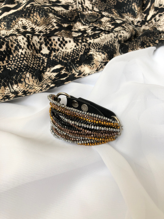 Браслет "Венеция" из венецианского стекла мультиколор:золото,серебро,шоколад,черный