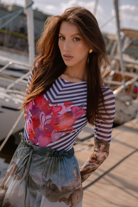 Купальник с рукавами "Тельняшка-Буше"