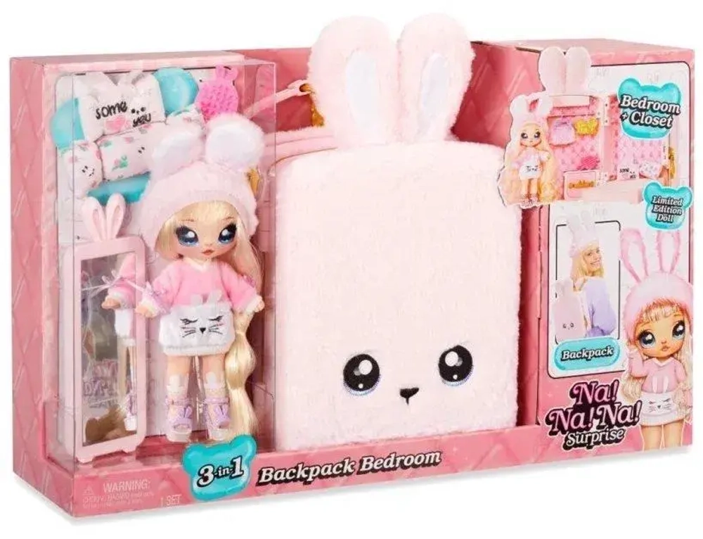 Игровой набор Na! Na! Na! Surprise 3в1 спальня-рюкзак 3-in-1 Backpack Bedroom Playset Pink, розовый