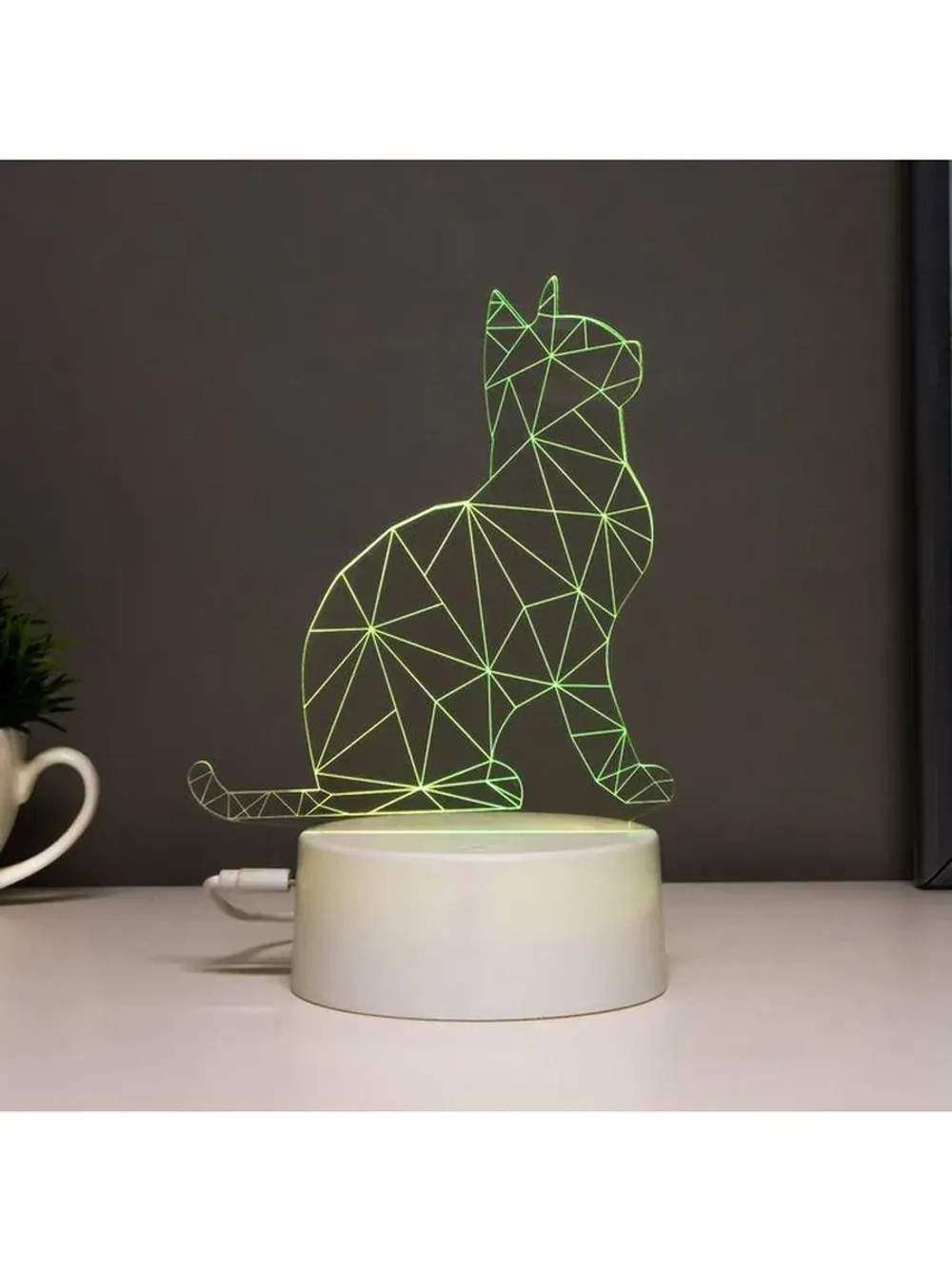 Светильник сенсорный «Кот сидя» LED 7 цветов USB/от батареек
