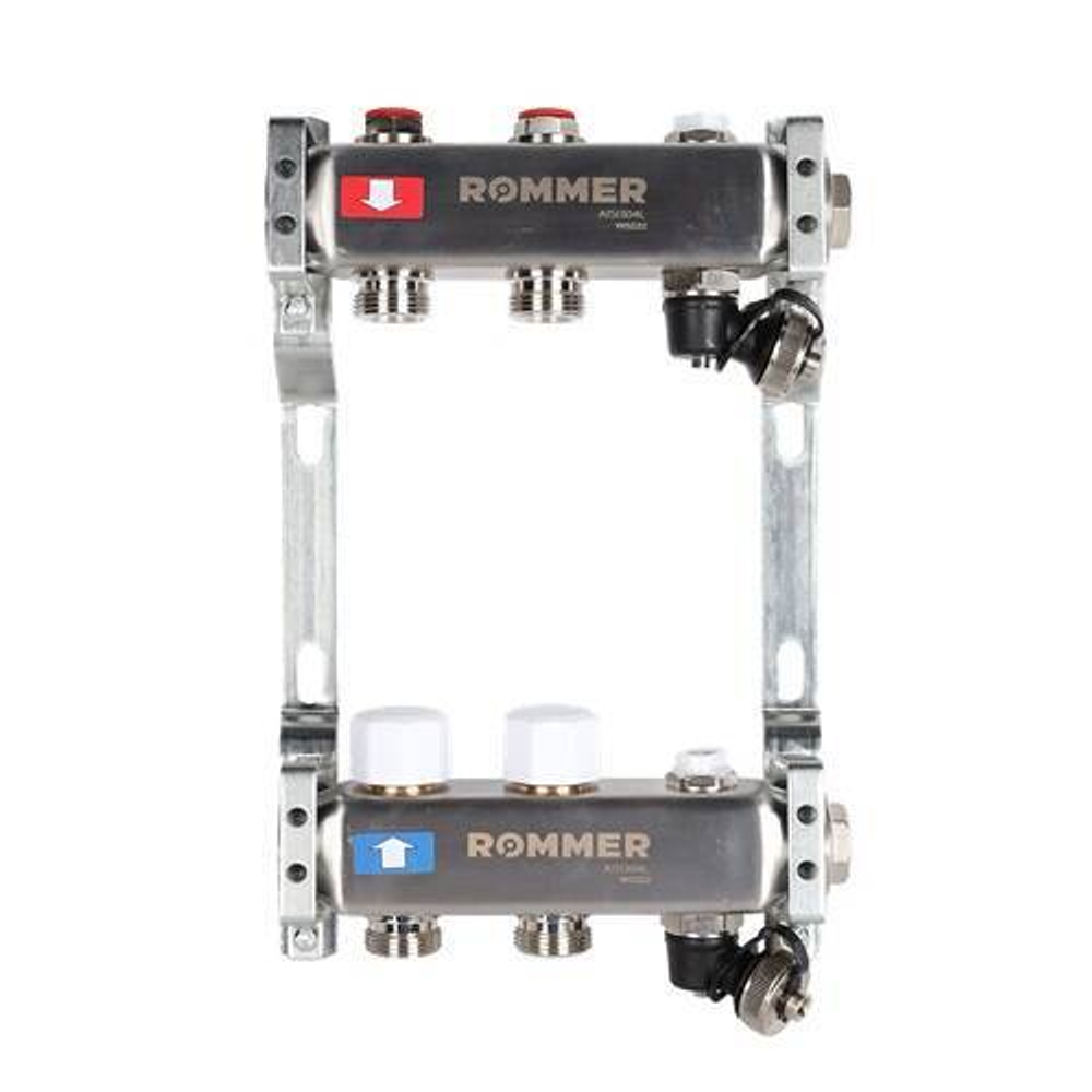 Коллекторная группа для радиаторного отопления ROMMER RMS3201 - 1" на 2 контура 3/4"EK