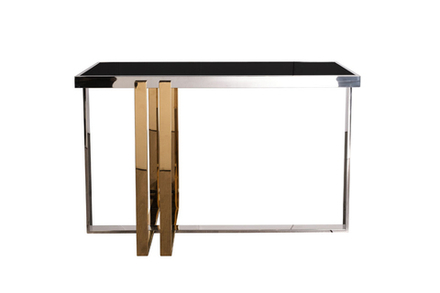 Консоль Garda Decor черное стекло, хром+золото 120*40*78 см