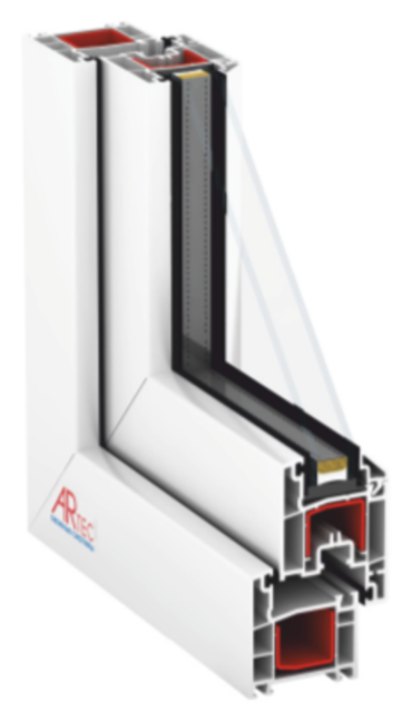 Окно пластиковое, профиль ARTec 60 (1300 x 1400), с поворотно-откидной створкой,2-х камерный стеклопакет