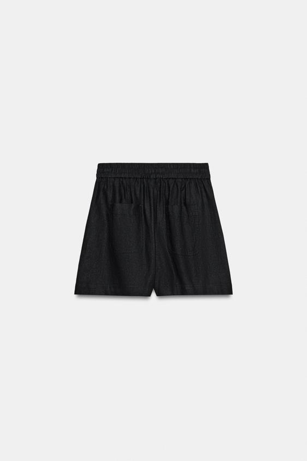 ZARA БЕРМУДЫ ИЗ СМЕСОВОГО ЛЬНА С ЭЛАСТИЧНЫМ ПОЯСОМ, ЧЕРНЫЙ