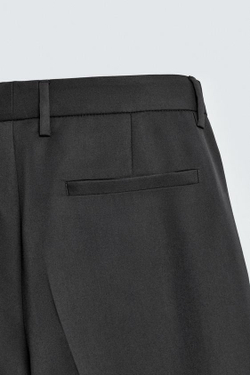 ZARA БРЮКИ STRAIGHT FIT С РАЗРЕЗАМИ, ТЕМНО-СЕРЫЙ