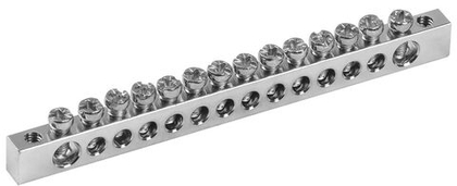 Шина PEN "земля-ноль" 6х9мм 14/2 с никелевым покрытием (14групп/крепеж по краям) IEK