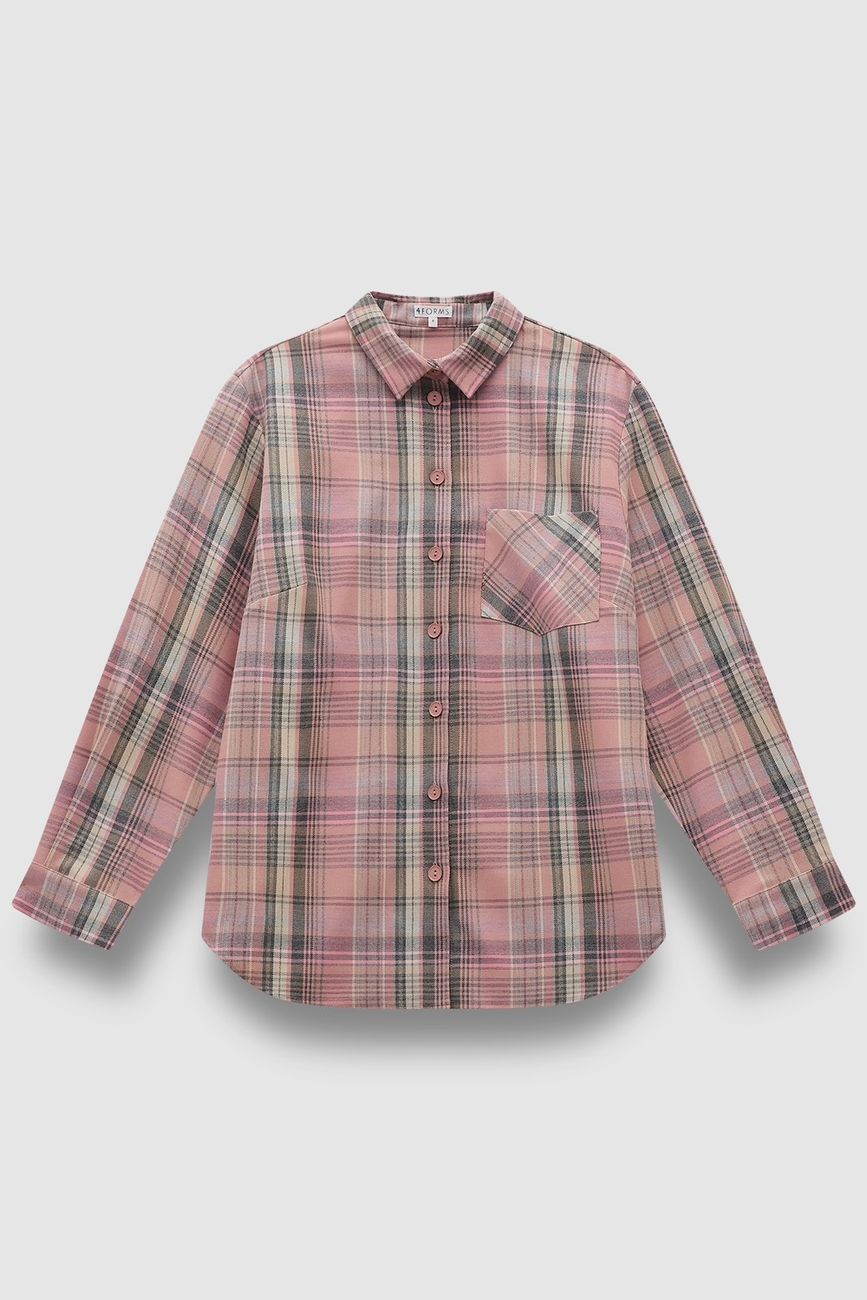 Рубашка в клетку, розовый