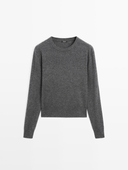 Massimo Dutti Свитер из смесовой шерсти с круглым вырезом, серый