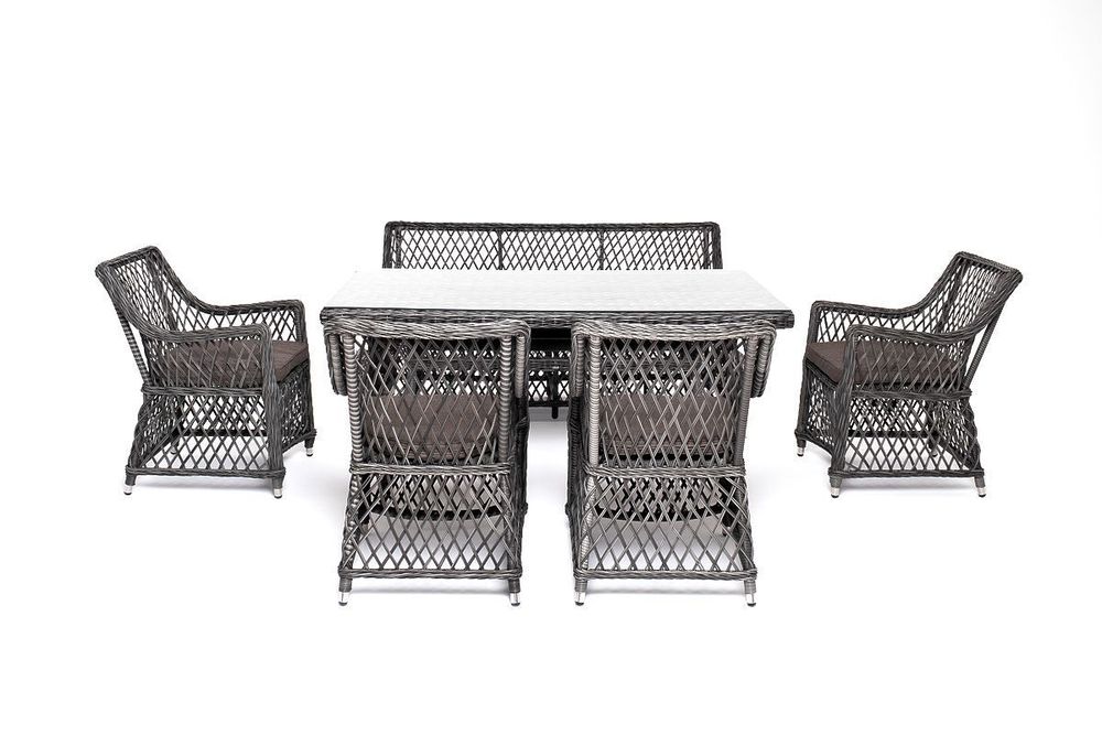 "Катания" обеденная группа плетеная на 6 персон, цвет графит