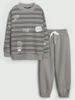 Спортивный костюм для девочки на весну серый оверсайз