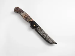 Складной нож "Амур", ламинированная сталь, рукоять черный граб/стабилизированная карельская береза/белый акрил