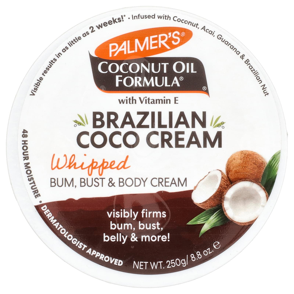 Palmer's, Coconut Oil Formula® с витамином E, бразильский кокосовый крем, взбитый, 250 г (8,8 унции)