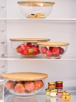 Набор из 4-х стеклянных мисок eco store с крышками из бамбука