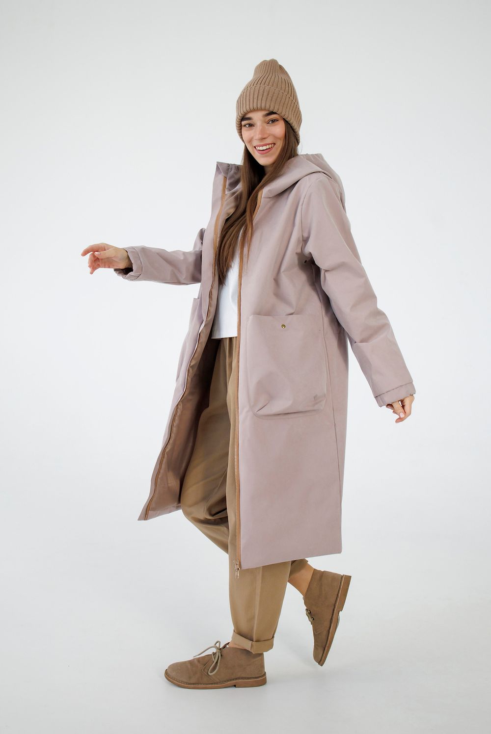 Плащ ko-ko-ko женский непромокаемый пудровый