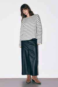 Юбка миди из эко-кожи "Уголь" женская